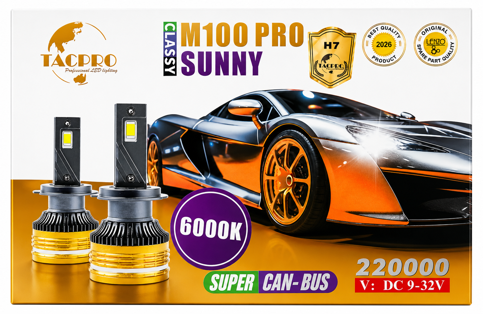 هدلایت خودرو لنزو مدل M100 PRO یخی ۷۵ وات