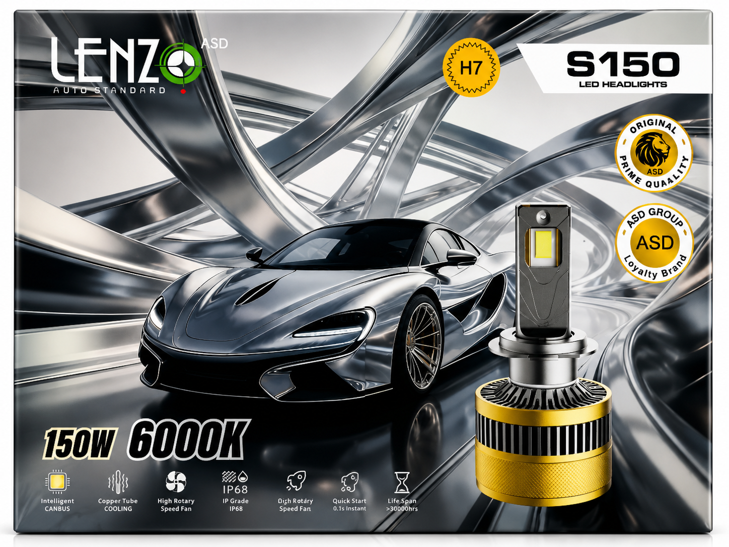 هدلایت خودرو لنزو مدل S150 یخی 150 وات قدرتمند