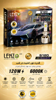هدلایت خودرو لنزو مدل S120 یخی ۱۲۰ وات قوی
