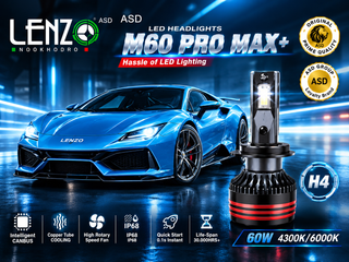 هدلایت خودرو لنزو مدل M60 PRO MAX پلاس آفتابی یخی دو رنگ 60 وات